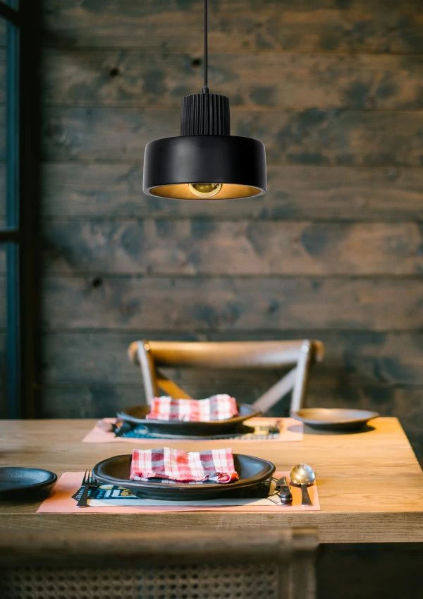 Lucide OPHELIA - Pendant light - Ø 20 cm - 1xE27 - Black - ambiance 1